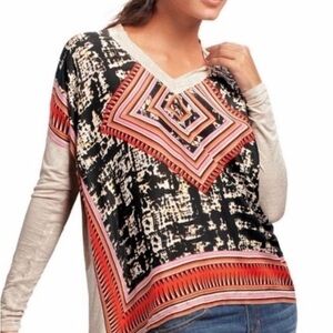 CAbi Silk Scarf Aztec Pattern Blouse 768 Medium